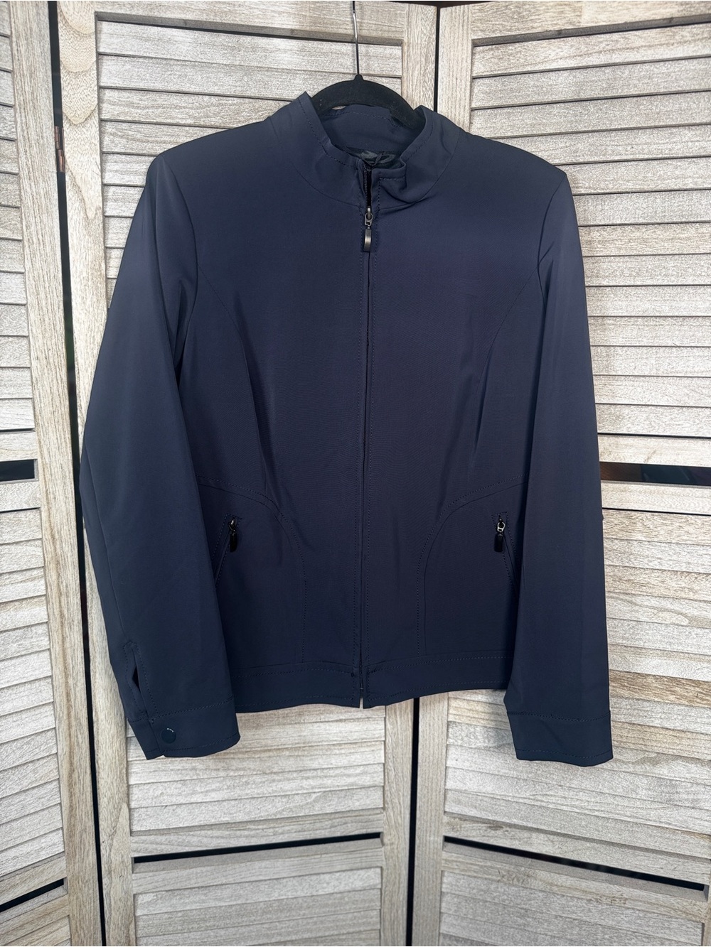 NWT Marina Rinaldi Marina Sport Navy Stretch Zip Jacket Size 14